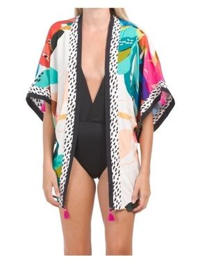 Beautiful La Blanca Electic Shore Swim Tunic Cover Up Kimono OS NWT